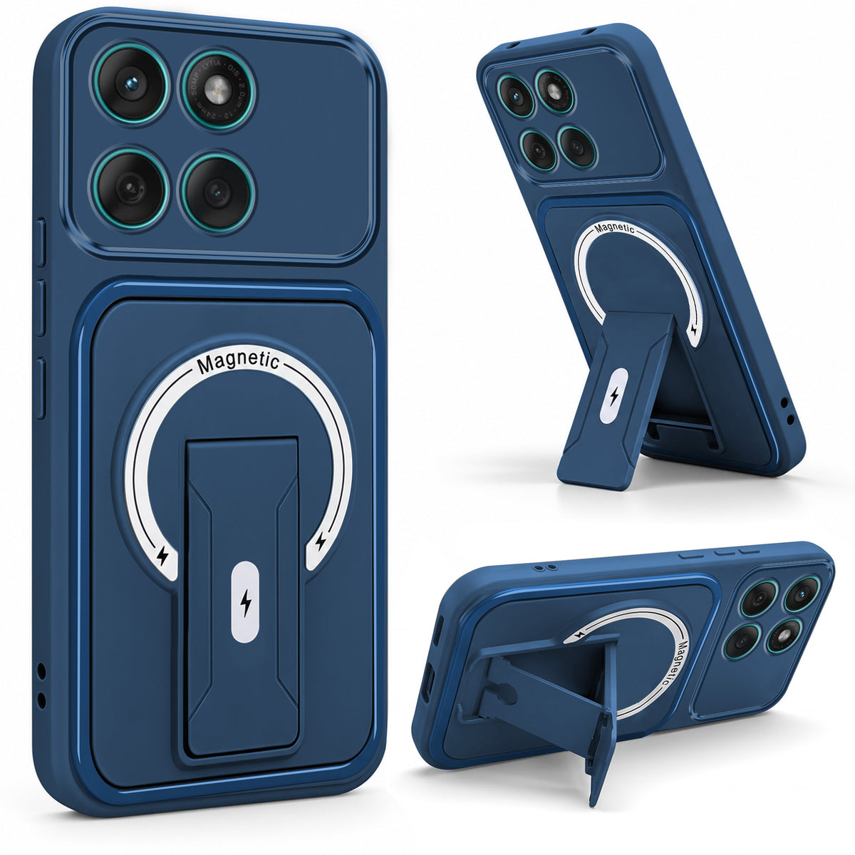 For Motorola Moto Edge 60 Fusion Back Case Cover Metallic (Hybrid Armor Kickstand | MagSafe Compatible | Camera Protection Shockproof)