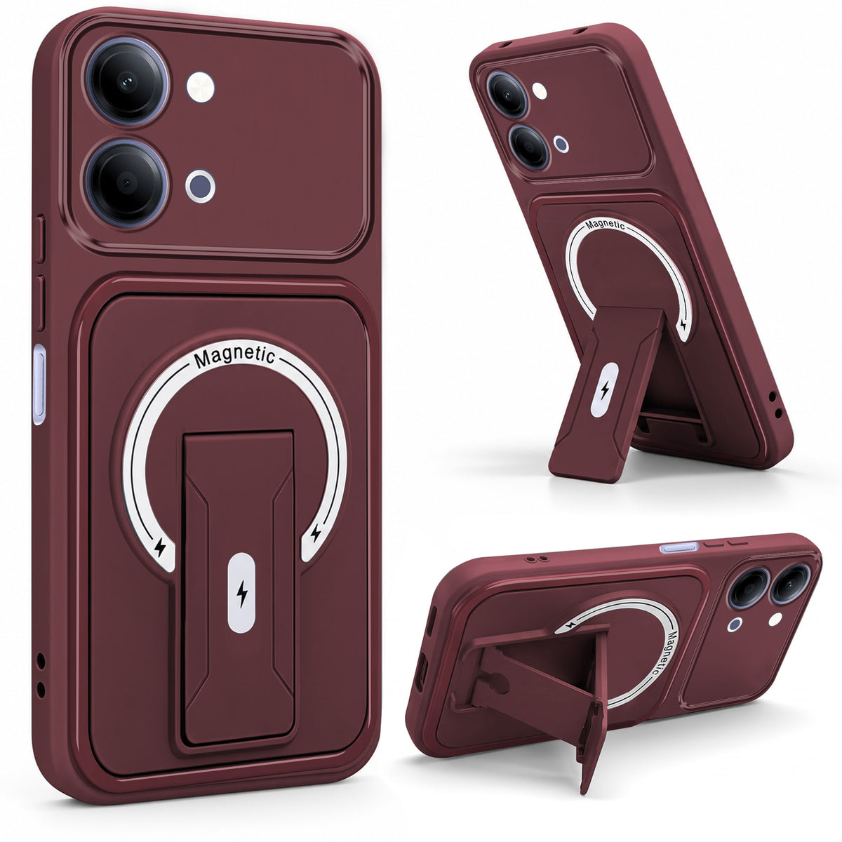 For Vivo iQOO Z11 Lite Back Case Cover Metallic (Hybrid Armor Kickstand | MagSafe Compatible | Camera Protection Shockproof)