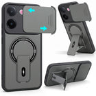 For Vivo V60e Back Case Cover Metallic (Hybrid Armor Kickstand | Sliding Shutter Camera Protection | MagSafe Compatible)