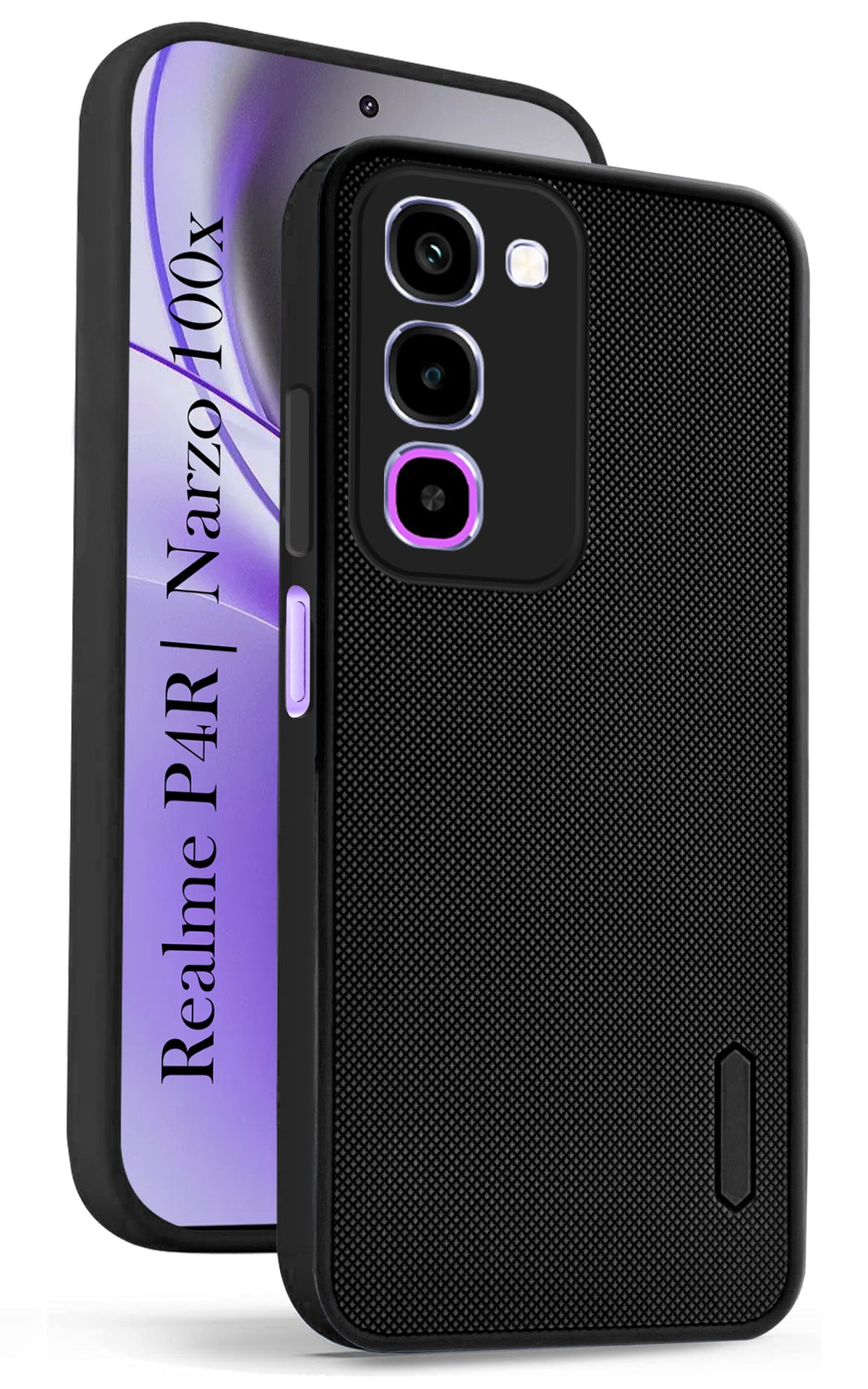 For Realme P4R 5G | Realme Narzo 100X 5G Back Cover Case Rubberised (Textured Grip Design| Micro-Fiber Cloth Inside | Slim and Light Weight | Soft Touch and Feel)
