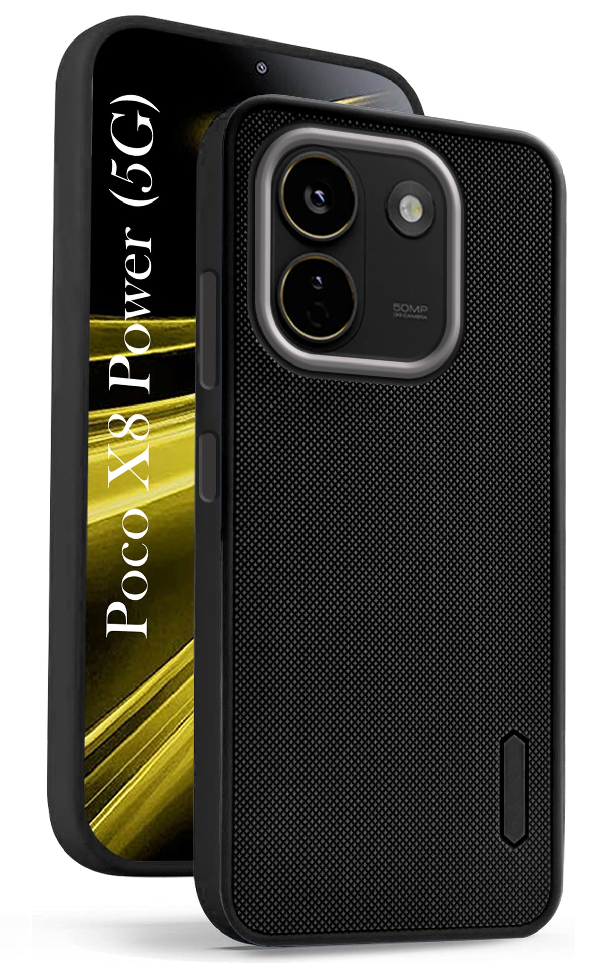 For Poco X8 Power Back Cover Case Rubberised (Textured Grip Design| Micro-Fiber Cloth Inside | Slim and Light Weight | Soft Touch and Feel)