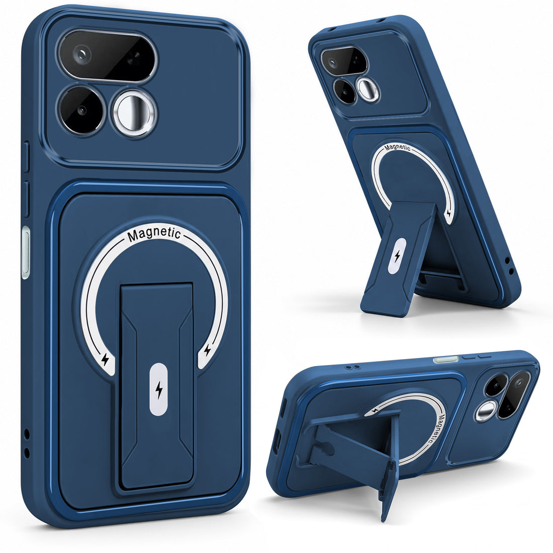 For Realme 16T 5G Back Case Cover Metallic (Hybrid Armor Kickstand | MagSafe Compatible | Camera Protection Shockproof)