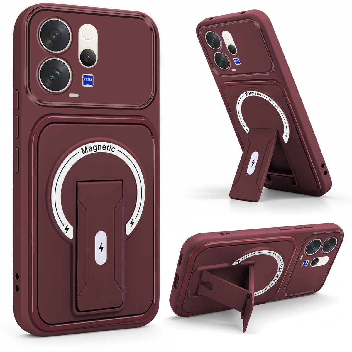 For Vivo V70 | Vivo V70 Elite 5G Back Case Cover Metallic (Hybrid Armor Kickstand | MagSafe Compatible | Camera Protection Shockproof)