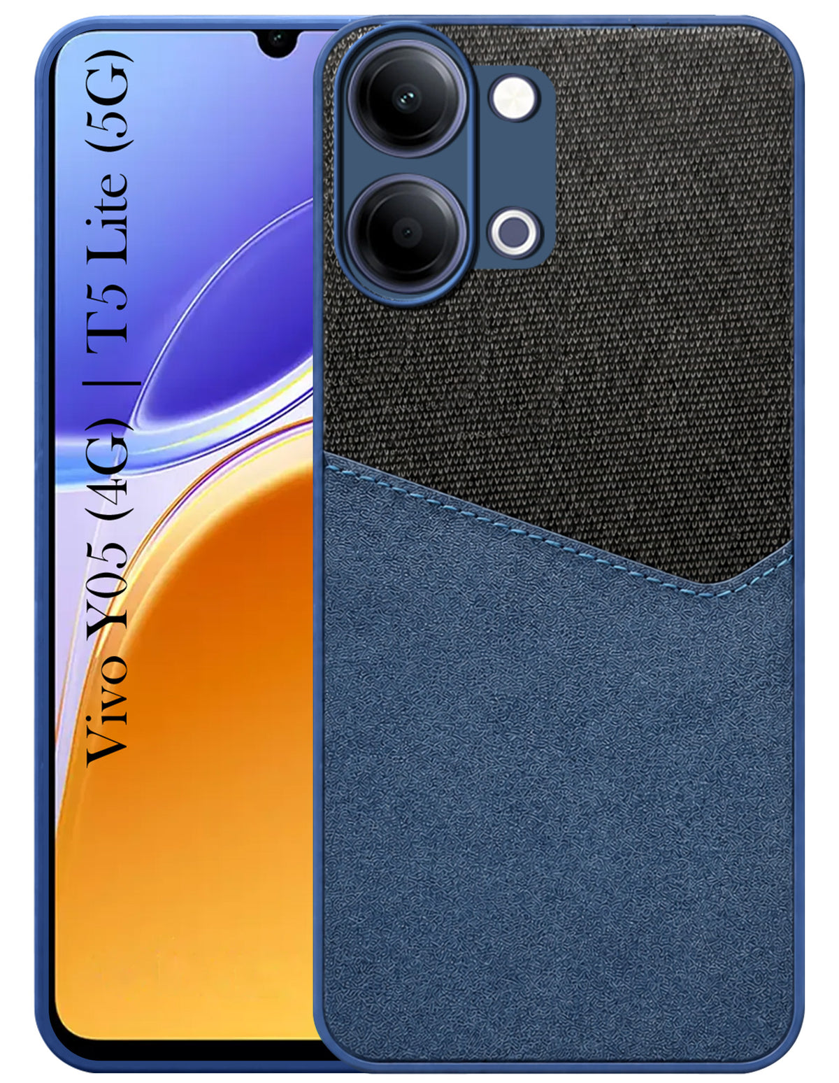 For Vivo Y05 (4G) | Vivo T5 Lite (5G) Back Cover Case (Dual PU Leather Stitch | Professional Minimalist | Soft and Flexible)