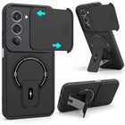 For Redmi 15 Back Case Cover Metallic (Hybrid Armor Kickstand | Sliding Shutter Camera Protection | MagSafe Compatible)