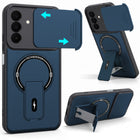 For Samsung Galaxy F70 Pro 5G Back Case Cover Metallic (Hybrid Armor Kickstand | Sliding Shutter Camera Protection | MagSafe Compatible)