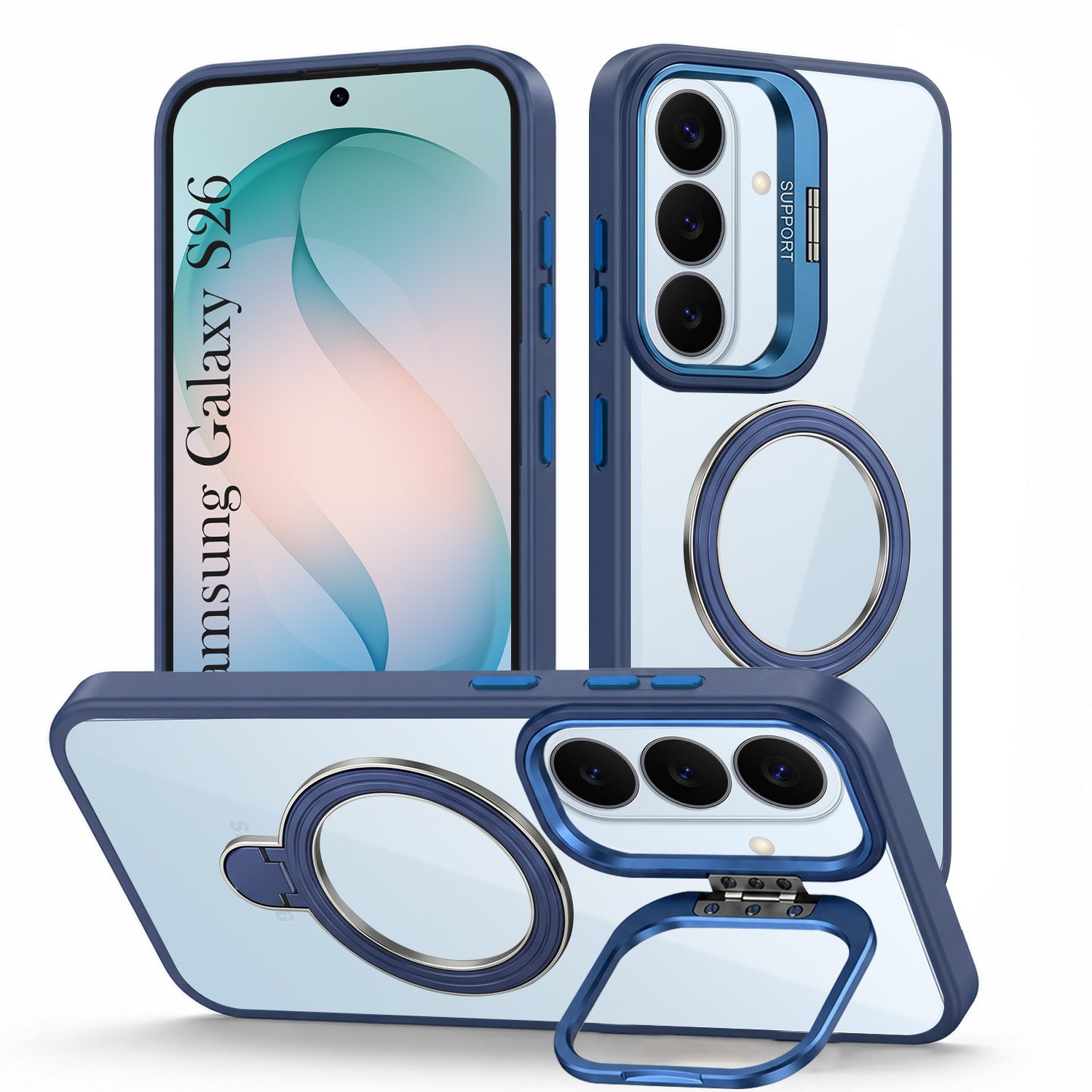 For Samsung Galaxy S26 5G Back Cover Case Crystal (Lifetime Anti Yellow | Magnetic Ring Stand | Camera Lens Protection | MagSafe Compatible)