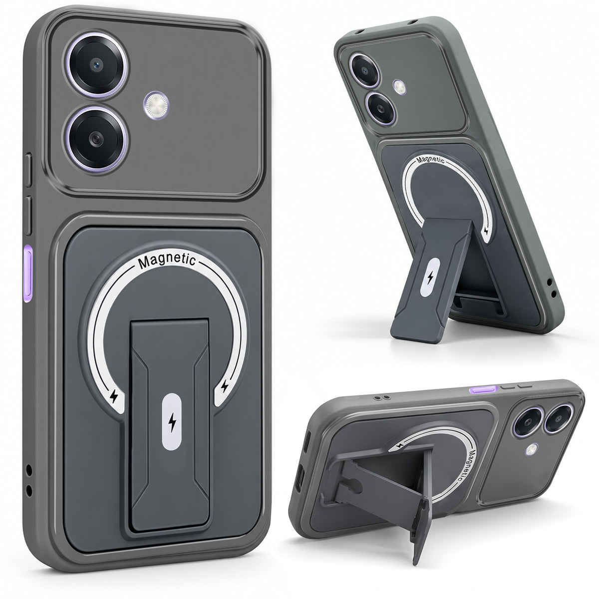 For Oppo A3X (4G/5G) | Oppo A3 5G Back Case Cover Metallic (Hybrid Armor Kickstand | MagSafe Compatible | Camera Protection Shockproof)