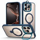 For Apple iPhone 16 Pro Back Cover Case Crystal (Lifetime Anti Yellow | Magnetic Ring Stand | Camera Lens Protection | MagSafe Compatible)