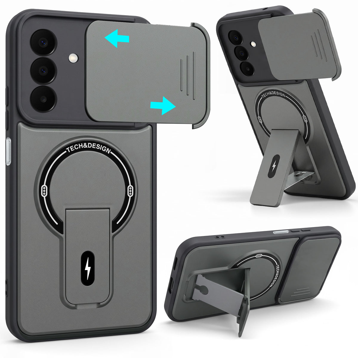For Samsung Galaxy A27 5G | Samsung M47 5G Fusion Back Case Cover Metallic (Hybrid Armor Kickstand | Sliding Shutter Camera Protection | MagSafe Compatible)