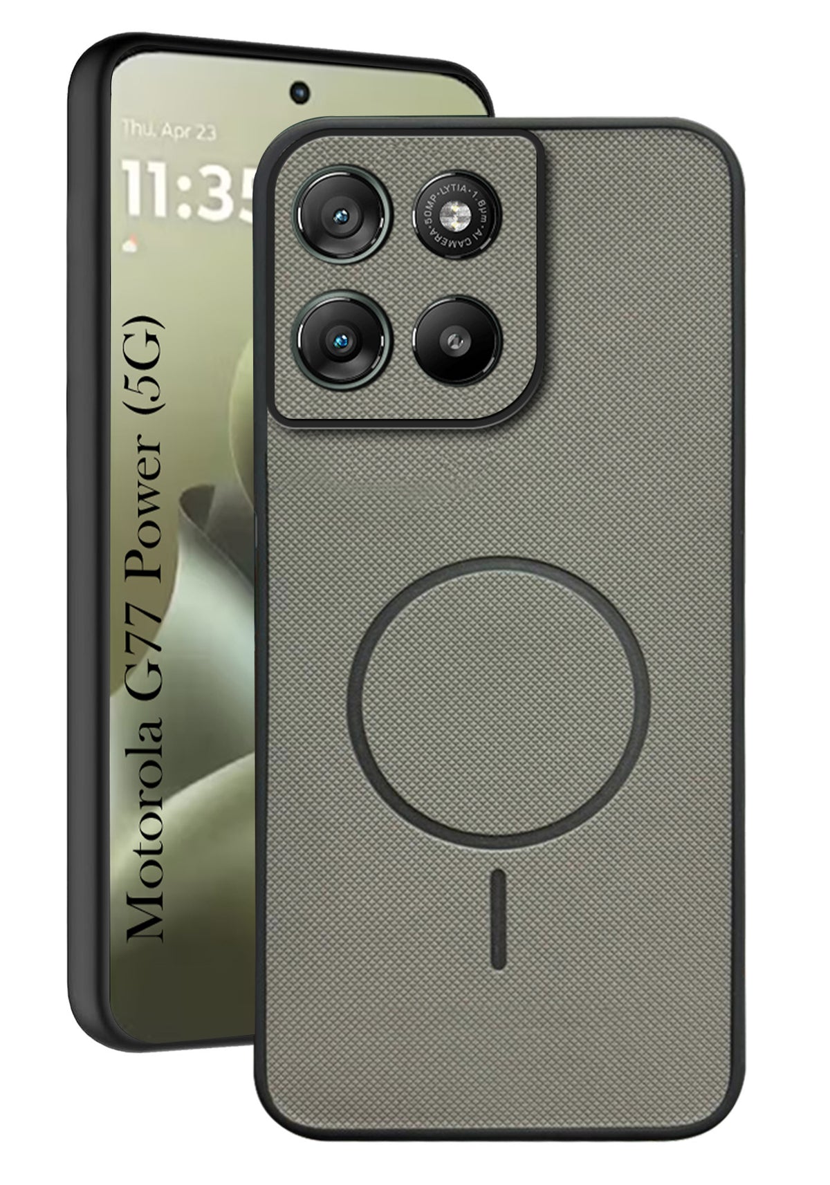 For Motorola Moto G77 Power Back Cover Case PU Leather (Texture Grip Design | Professional Minimalist | Camera Protection | Soft and Flexible)