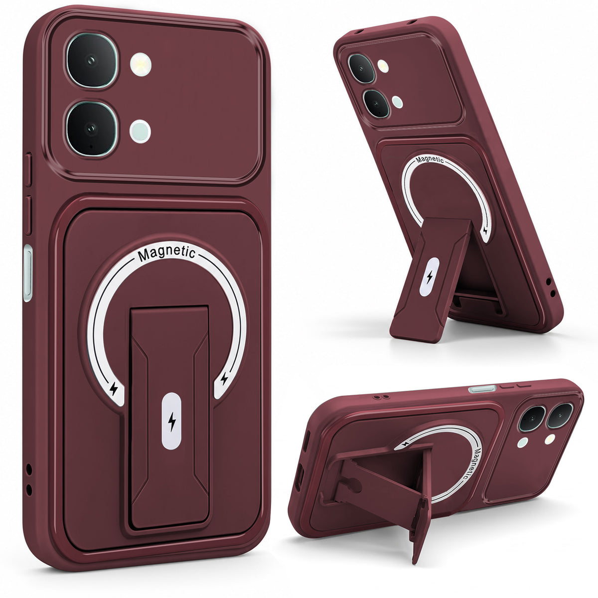 For Vivo iQOO Z11x 5G | Vivo iQOO Z11xa Back Case Cover Metallic (Hybrid Armor Kickstand | MagSafe Compatible | Camera Protection Shockproof)