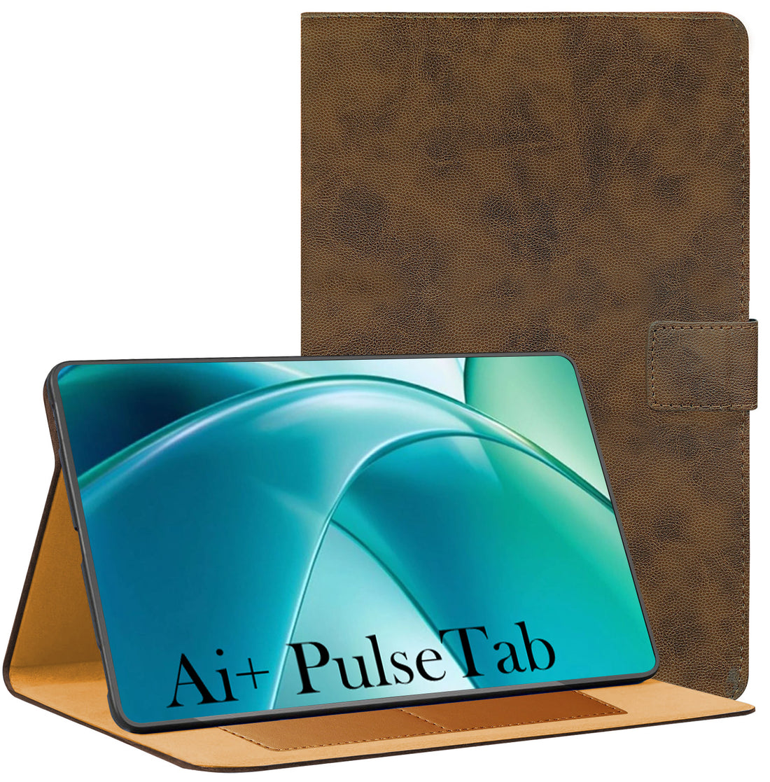 For Ai+ Pulse Tab 10.95 Inch Flip Cover Folio Cover (PU Leather | Multi-Angle Smart Stand | Card Storage Slots | Silicone Back Pouch)