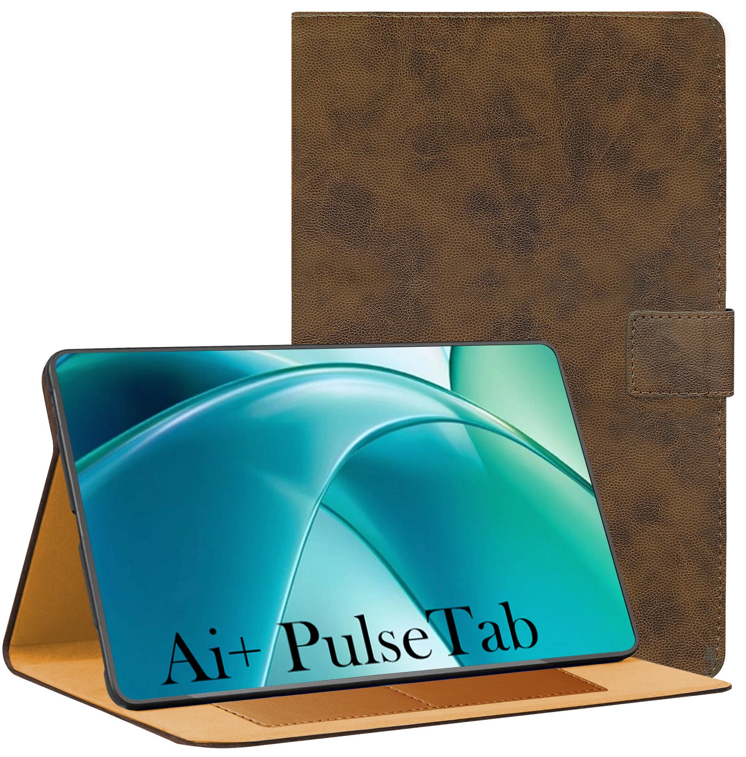 For Ai+ Pulse Tab 10.95 Inch Flip Cover Folio Cover (PU Leather | Multi-Angle Smart Stand | Card Storage Slots | Silicone Back Pouch)