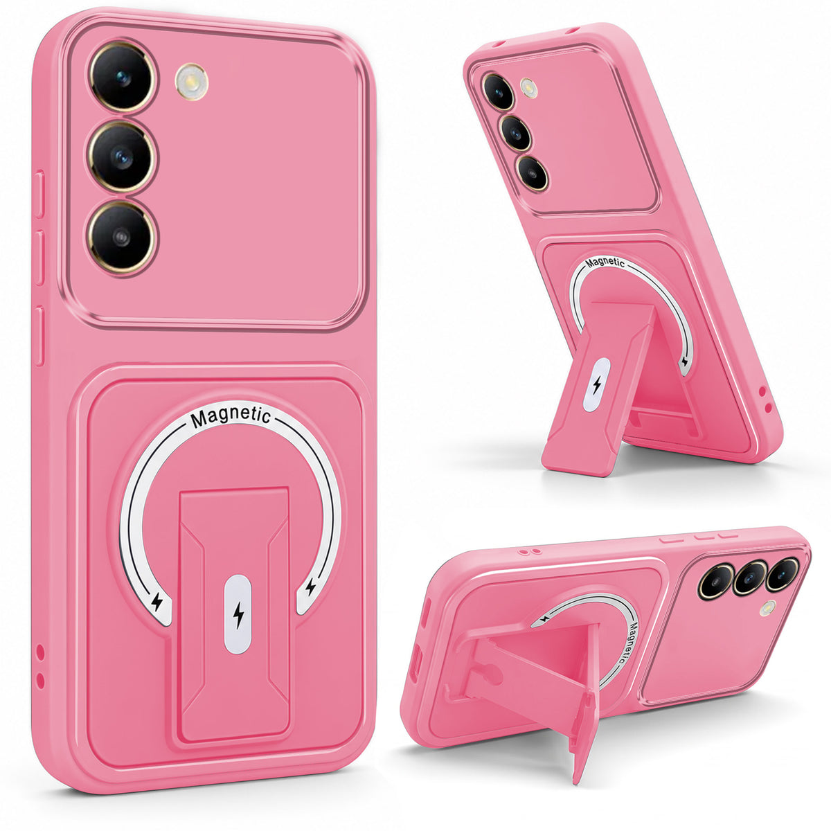 For Vivo Y200e Back Case Cover Metallic (Hybrid Armor Kickstand | MagSafe Compatible | Camera Protection Shockproof)