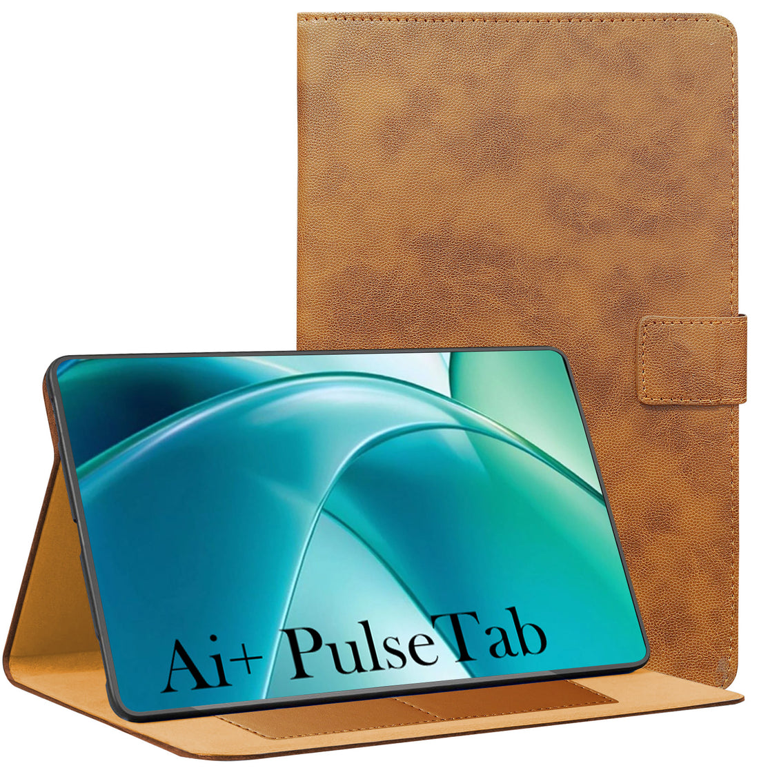 For Ai+ Pulse Tab 10.95 Inch Flip Cover Folio Cover (PU Leather | Multi-Angle Smart Stand | Card Storage Slots | Silicone Back Pouch)