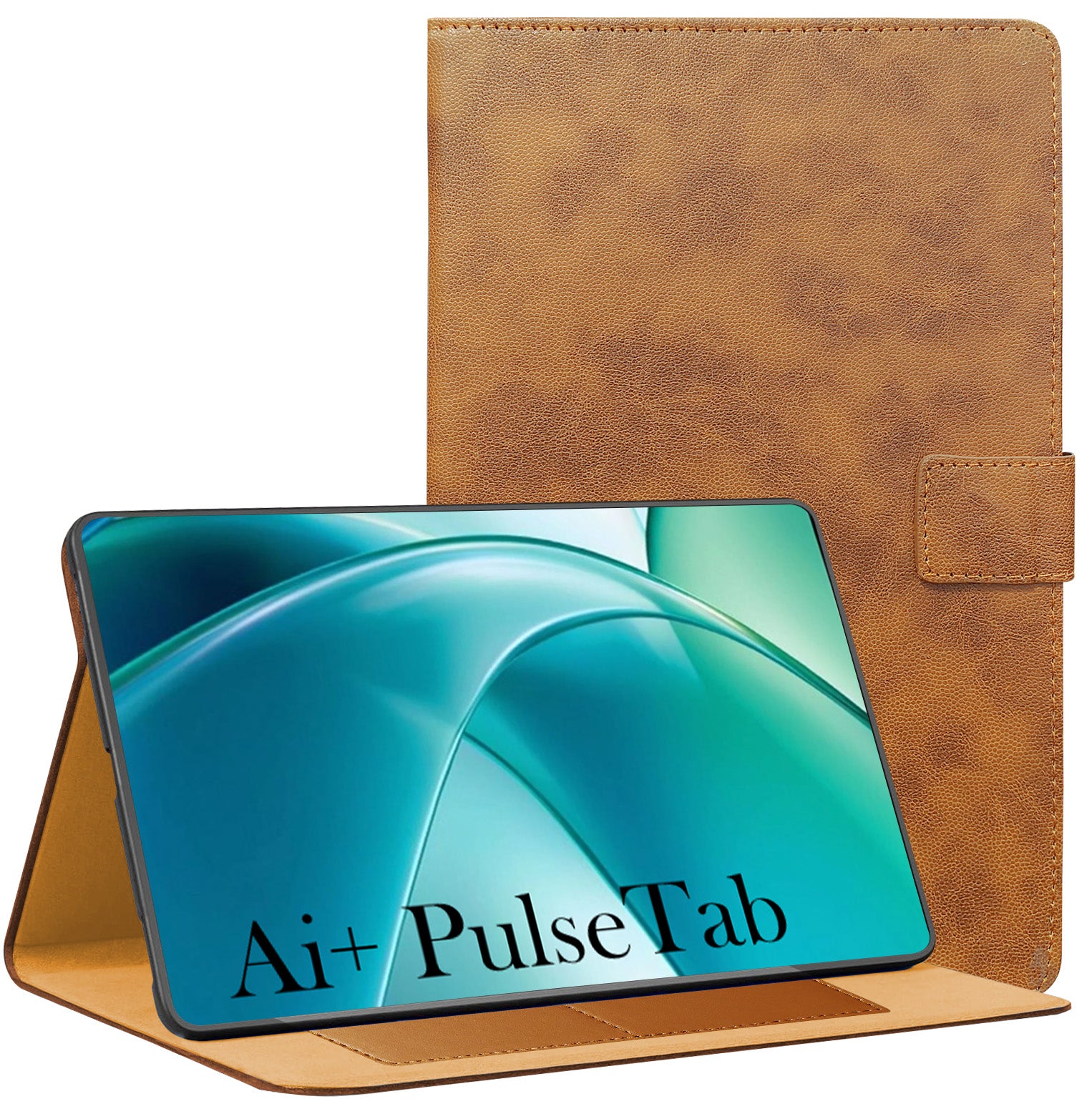 For Ai+ Pulse Tab 10.95 Inch Flip Cover Folio Cover (PU Leather | Multi-Angle Smart Stand | Card Storage Slots | Silicone Back Pouch)