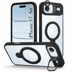 For Apple iPhone 17 Air Back Cover Case Crystal (Lifetime Anti Yellow | Magnetic Ring Stand | Camera Lens Protection | MagSafe Compatible)