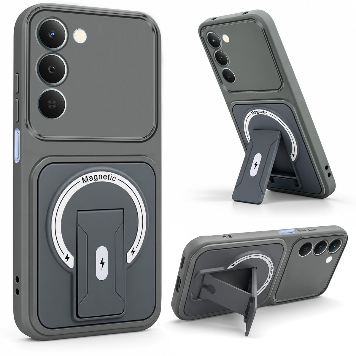 For Realme C83 5G Back Case Cover Metallic (Hybrid Armor Kickstand | MagSafe Compatible | Camera Protection Shockproof)