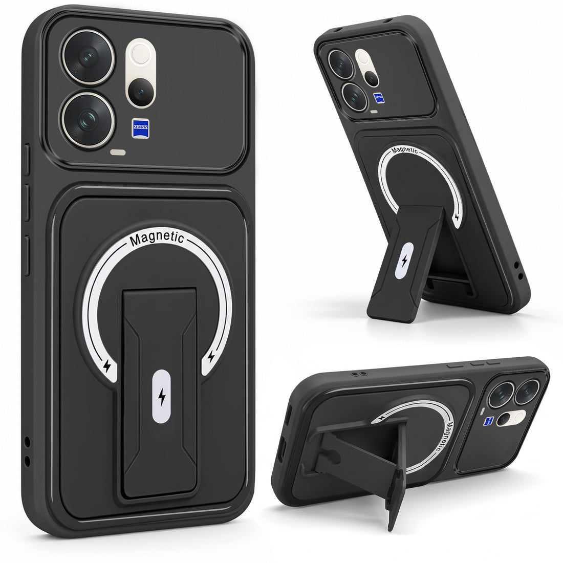 For Vivo V70 | Vivo V70 Elite 5G Back Case Cover Metallic (Hybrid Armor Kickstand | MagSafe Compatible | Camera Protection Shockproof)