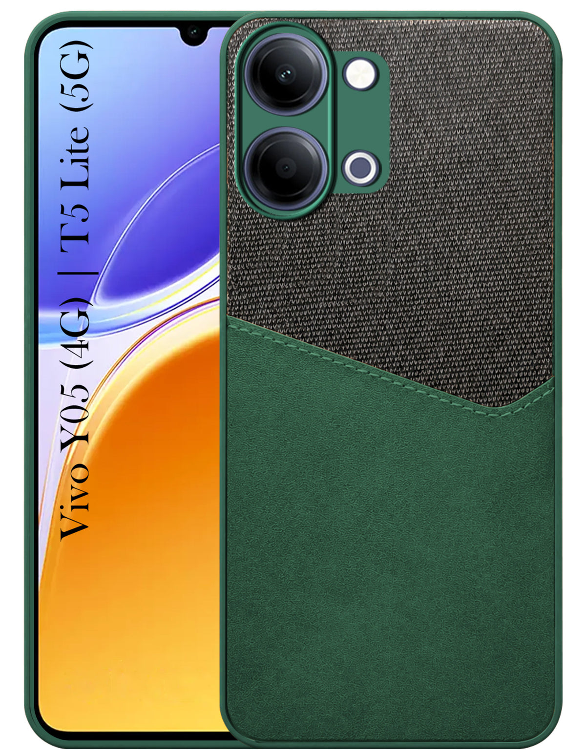 For Vivo Y05 (4G) | Vivo T5 Lite (5G) Back Cover Case (Dual PU Leather Stitch | Professional Minimalist | Soft and Flexible)