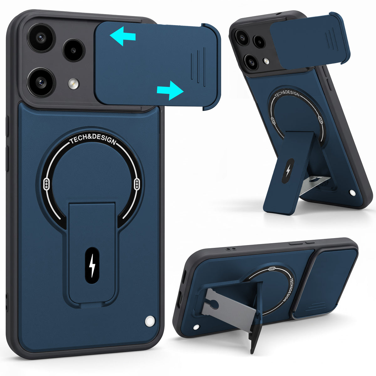 For Nothing Phone 3A Lite Back Case Cover Metallic (Hybrid Armor Kickstand | Sliding Shutter Camera Protection | MagSafe Compatible)