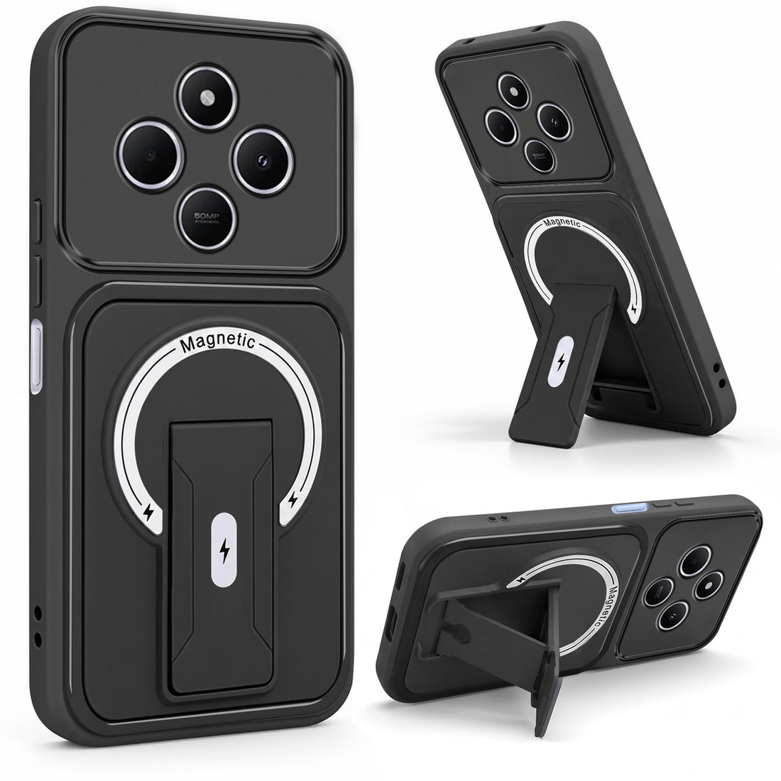 For Redmi A4 5G | Xiaomi Redmi 14C Back Case Cover Metallic (Hybrid Armor Kickstand | MagSafe Compatible | Camera Protection Shockproof)