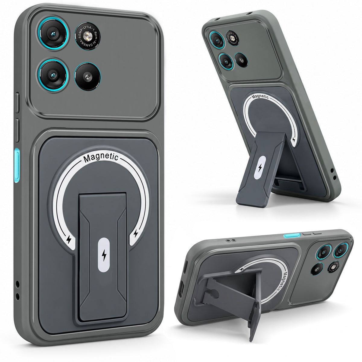 For Motorola Moto G67 Power | G57 Power Back Case Cover Metallic (Hybrid Armor Kickstand | MagSafe Compatible | Camera Protection Shockproof)