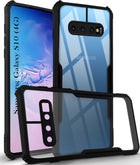 For Samsung Galaxy S10 Back Cover Case Hybrid (Shockproof with Polycarbonate Clear Panel | Professional Black)