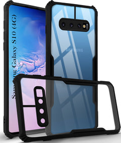 For Samsung Galaxy S10 Back Cover Case Hybrid (Shockproof with Polycarbonate Clear Panel | Professional Black)