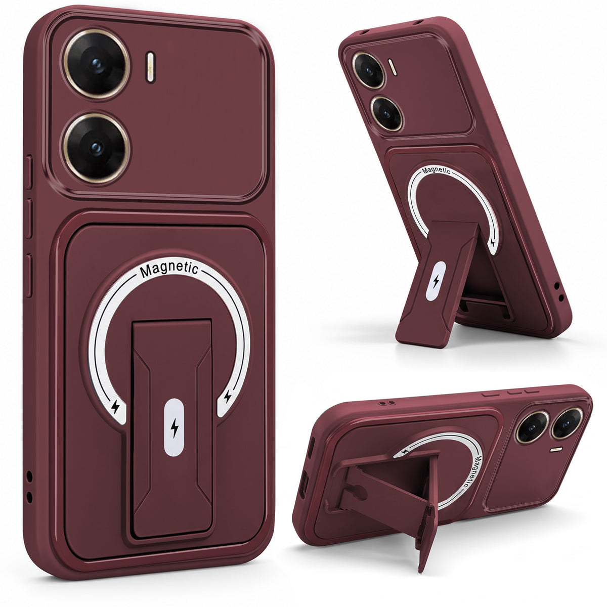 For Vivo V29e 5G Back Case Cover Metallic (Hybrid Armor Kickstand | MagSafe Compatible | Camera Protection Shockproof)