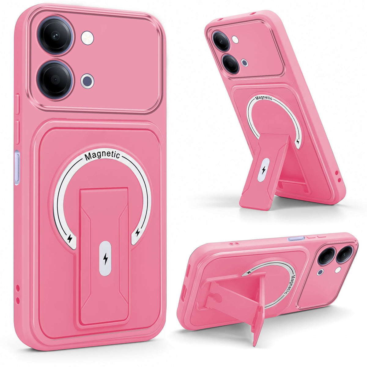 For Vivo Y05 4G | Vivo T5 Lite 5G Back Case Cover Metallic (Hybrid Armor Kickstand | MagSafe Compatible | Camera Protection Shockproof)