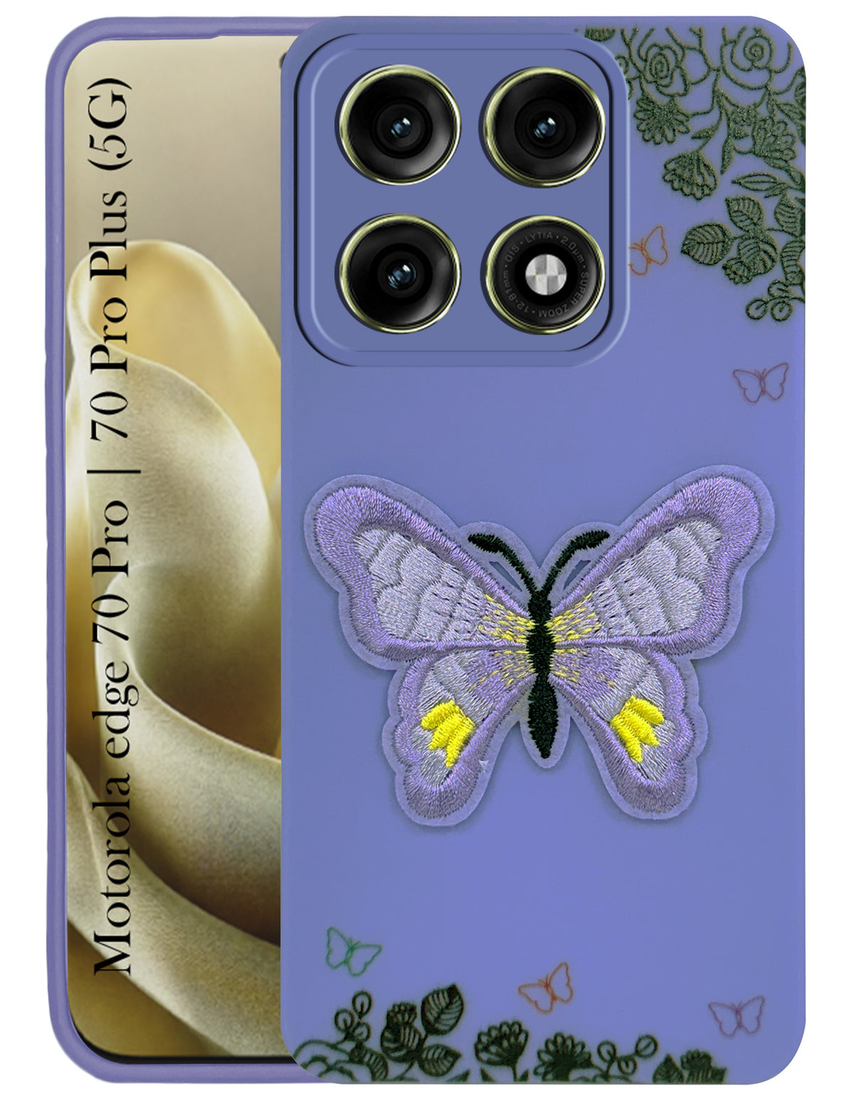 For Motorola Edge 70 Pro |  Motorola Edge 70 Pro Plus Back Cover Case (Soft Butterfly Embroidery | Women Teen Girls | Camera Protection| Matte Silicone)