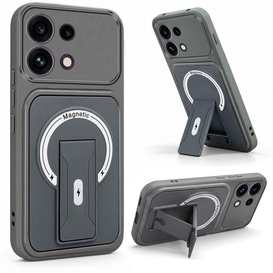 For Oppo Reno 16C 5G Back Case Cover Metallic (Hybrid Armor Kickstand | MagSafe Compatible | Camera Protection Shockproof)