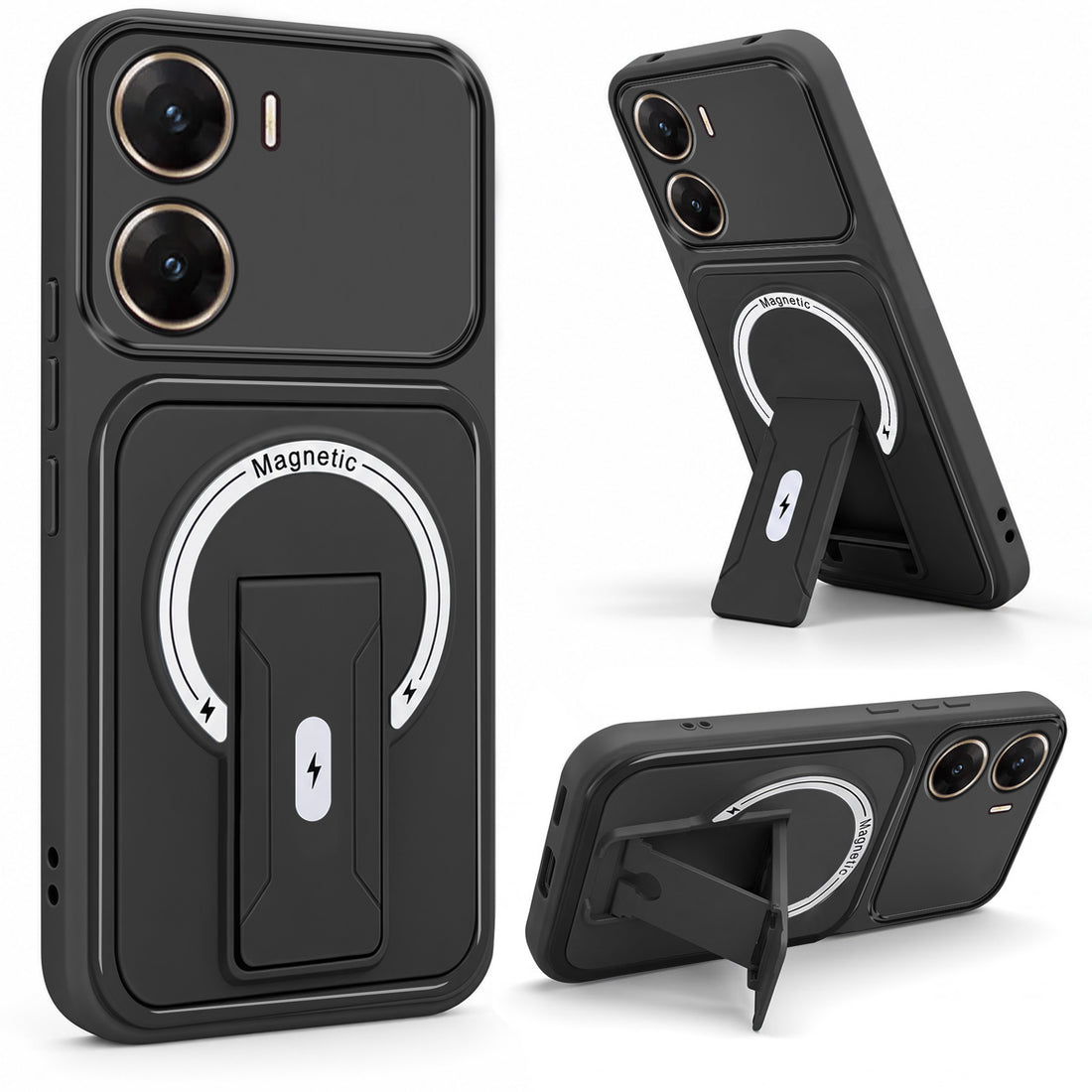 For Vivo V29e 5G Back Case Cover Metallic (Hybrid Armor Kickstand | MagSafe Compatible | Camera Protection Shockproof)