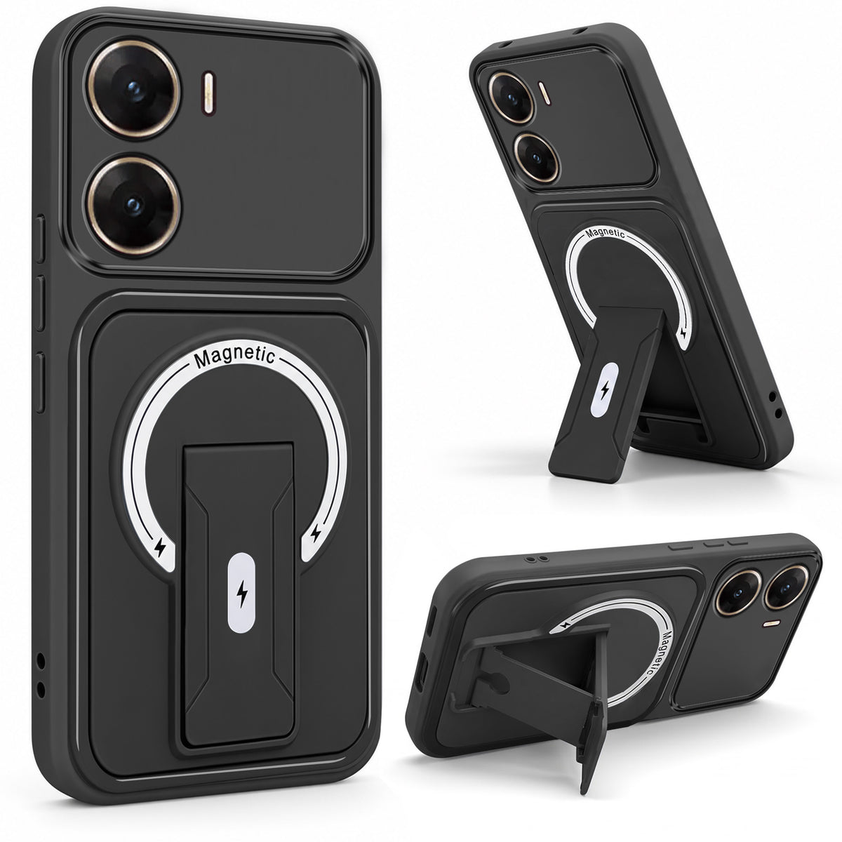For Vivo V29e 5G Back Case Cover Metallic (Hybrid Armor Kickstand | MagSafe Compatible | Camera Protection Shockproof)