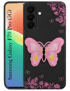 For Samsung Galaxy F70 Pro 5G Back Cover Case (Soft Butterfly Embroidery | Women Teen Girls | Camera Protection| Matte Silicone)
