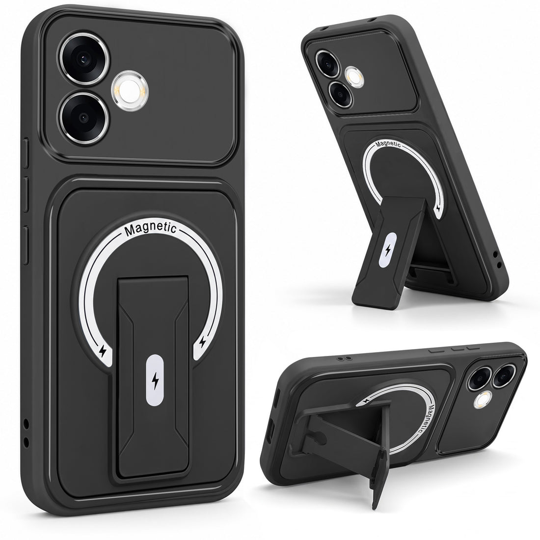 For Oppo F33 Pro 5G Back Case Cover Metallic (Hybrid Armor Kickstand | MagSafe Compatible | Camera Protection Shockproof)