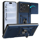 For Apple iPhone 18 Pro Back Cover Case Hybrid Armor (Sliding Shutter Camera Protection | Polycarbonate |Ring Holder Kickstand)