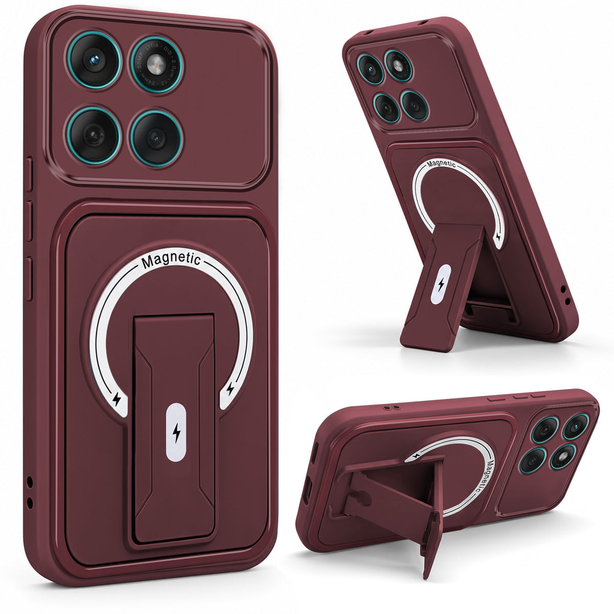 For Motorola Moto Edge 60 Fusion Back Case Cover Metallic (Hybrid Armor Kickstand | MagSafe Compatible | Camera Protection Shockproof)