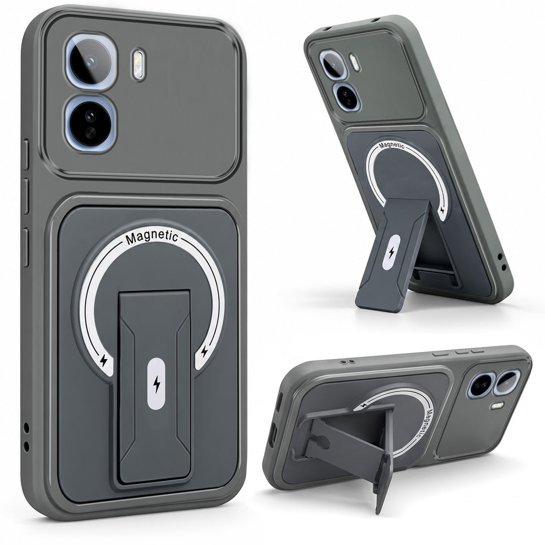 For Vivo T5 Pro 5G Back Case Cover Metallic (Hybrid Armor Kickstand | MagSafe Compatible | Camera Protection Shockproof)