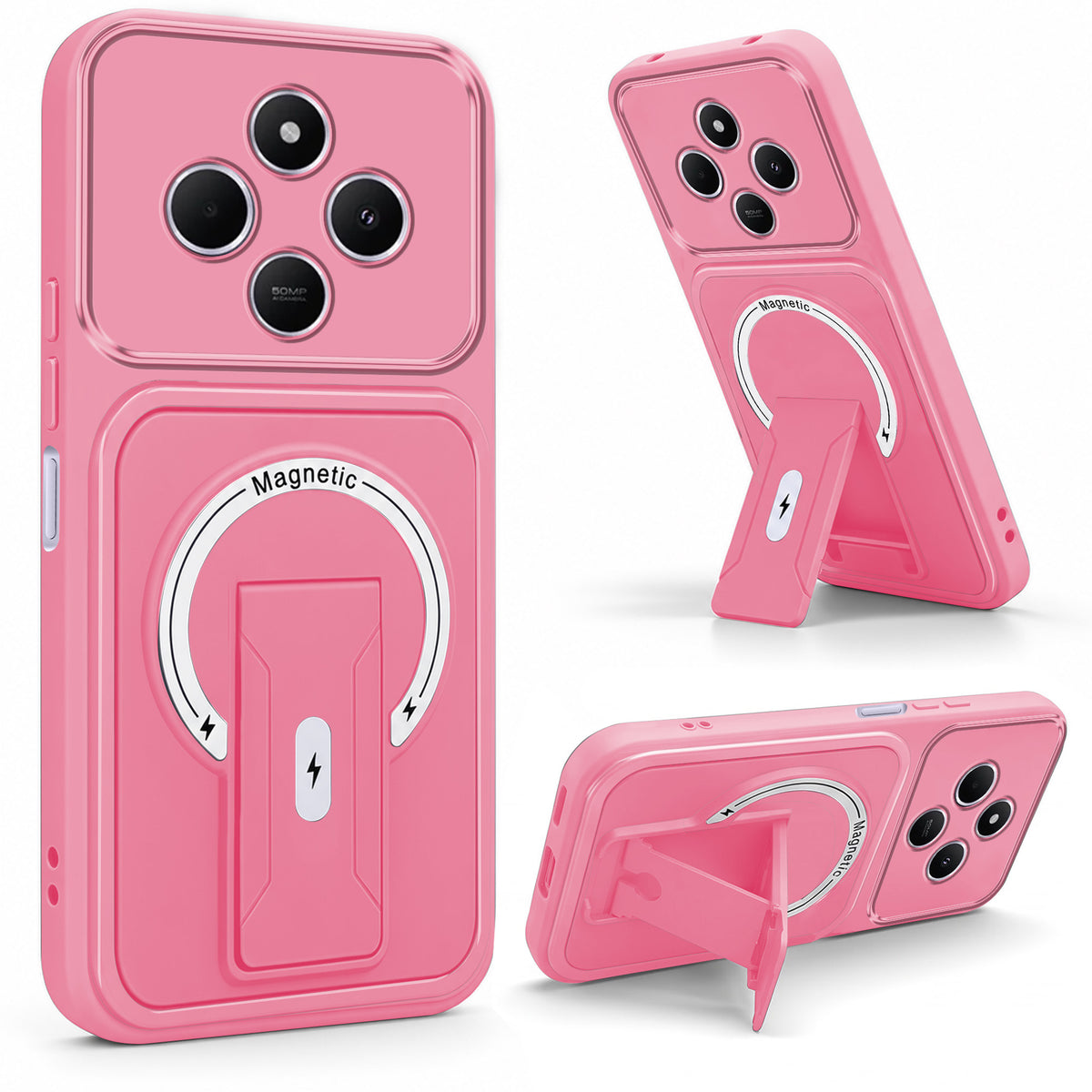 For Redmi A4 5G | Xiaomi Redmi 14C Back Case Cover Metallic (Hybrid Armor Kickstand | MagSafe Compatible | Camera Protection Shockproof)