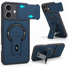 For Apple iPhone 17 Back Case Cover Metallic (Hybrid Armor Kickstand | Sliding Shutter Camera Protection | MagSafe Compatible)