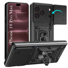For Apple iPhone 18 Pro Max Back Cover Case Hybrid Armor (Sliding Shutter Camera Protection | Polycarbonate |Ring Holder Kickstand)