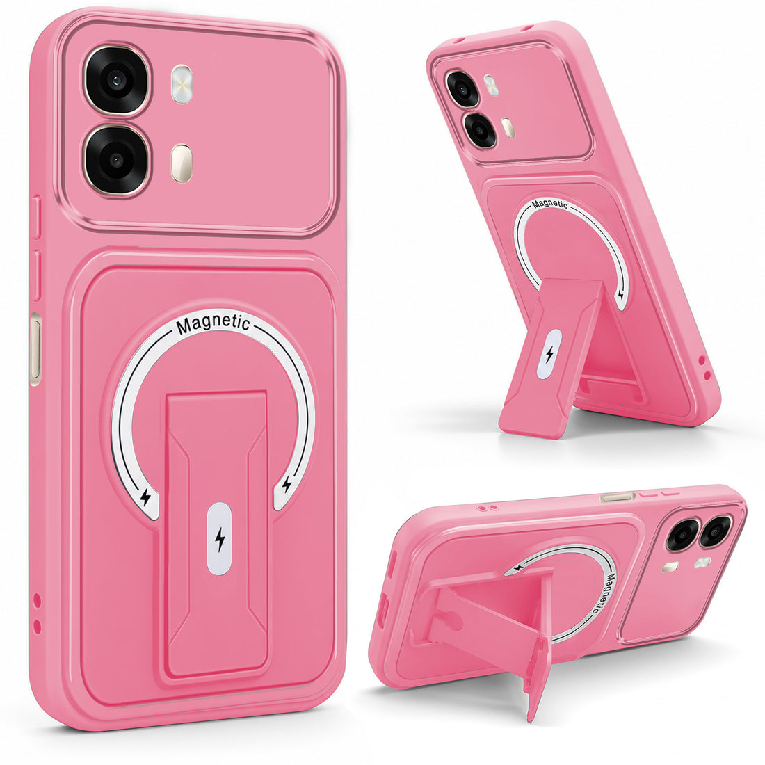 For Oppo A6 Pro Back Case Cover Metallic (Hybrid Armor Kickstand | MagSafe Compatible | Camera Protection Shockproof)