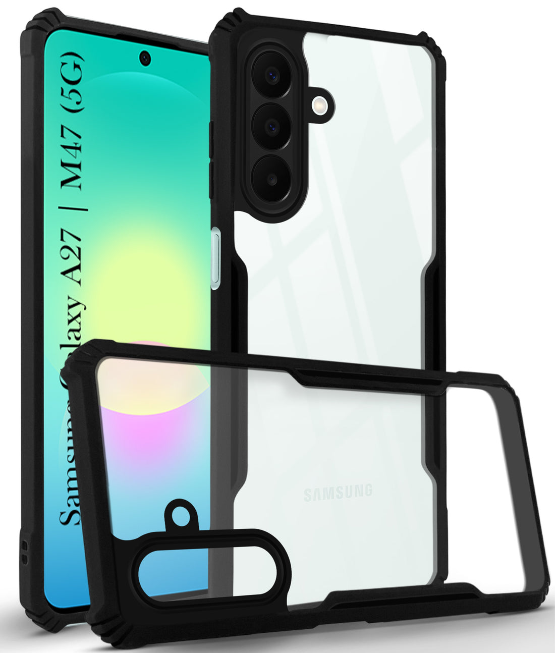 For Samsung Galaxy A27 5G | Samsung Galaxy M47 5G Back Cover Case Hybrid (Shockproof with Polycarbonate Clear Panel | Professional Black) (Copy)