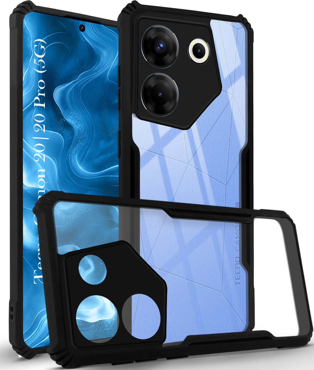 For Tecno Camon 20 | Tecno Camon 20 Pro Back Cover Case (Shockproof with Polycarbonate Clear Panel)