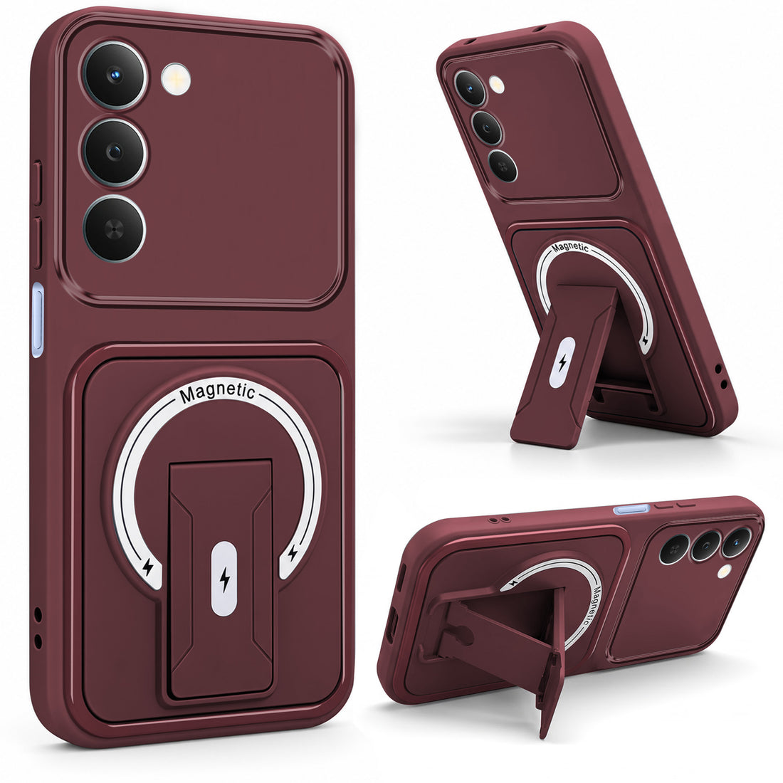 For Realme C83 5G Back Case Cover Metallic (Hybrid Armor Kickstand | MagSafe Compatible | Camera Protection Shockproof)