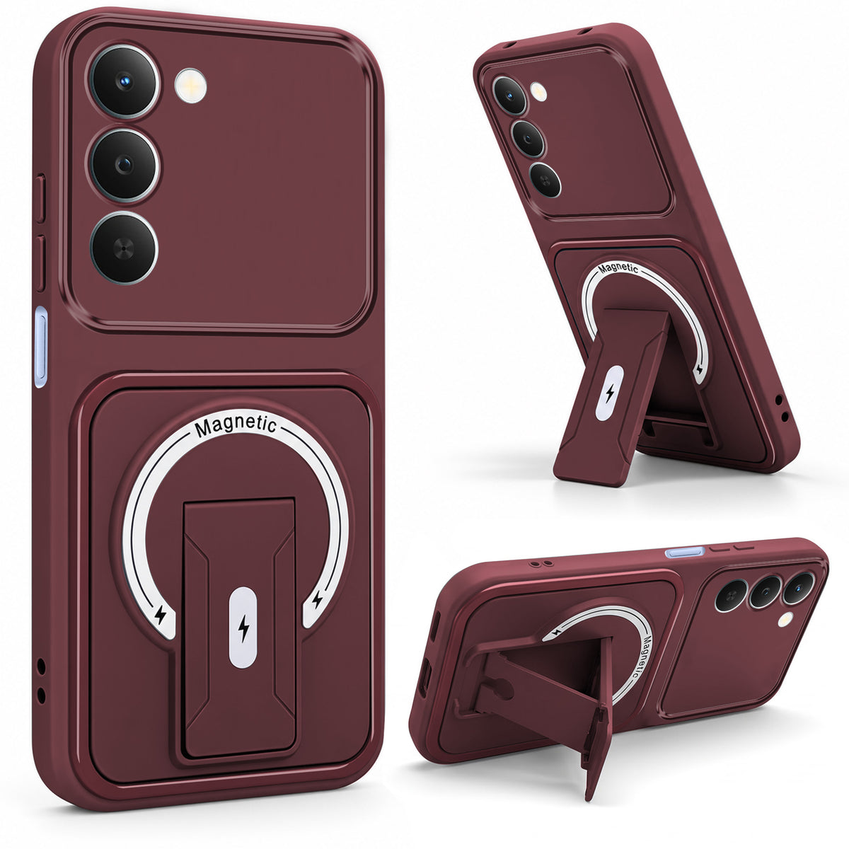 For Realme C83 5G Back Case Cover Metallic (Hybrid Armor Kickstand | MagSafe Compatible | Camera Protection Shockproof)
