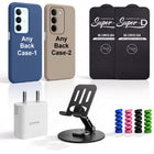 Complete Mobile Care Kit (Get Any 2 Cases+2 Tempered Glass+25W Charger Adapter+Metallic Mobile Stand+Cable Protector)